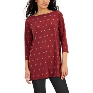 Alfani Boat Neck 3/4 Sleeve Printed Tunic